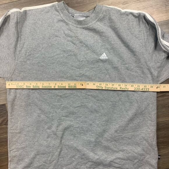 Vintage Grey Adidas Crewneck 3 Striped Long SleeveSweatshirt Men’s Size XL - Picture 4 of 7